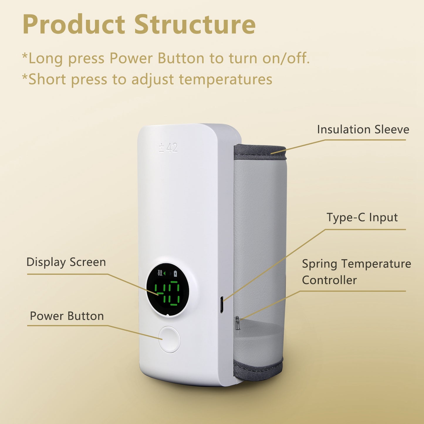 1Pc Portable Bottle Warmer Baby Milk Warmer Milk Formula Warmer for Travel with 6 Heating Levels USB Rechargeable Keep Milk Warm for 5 Hours No Bottle Included