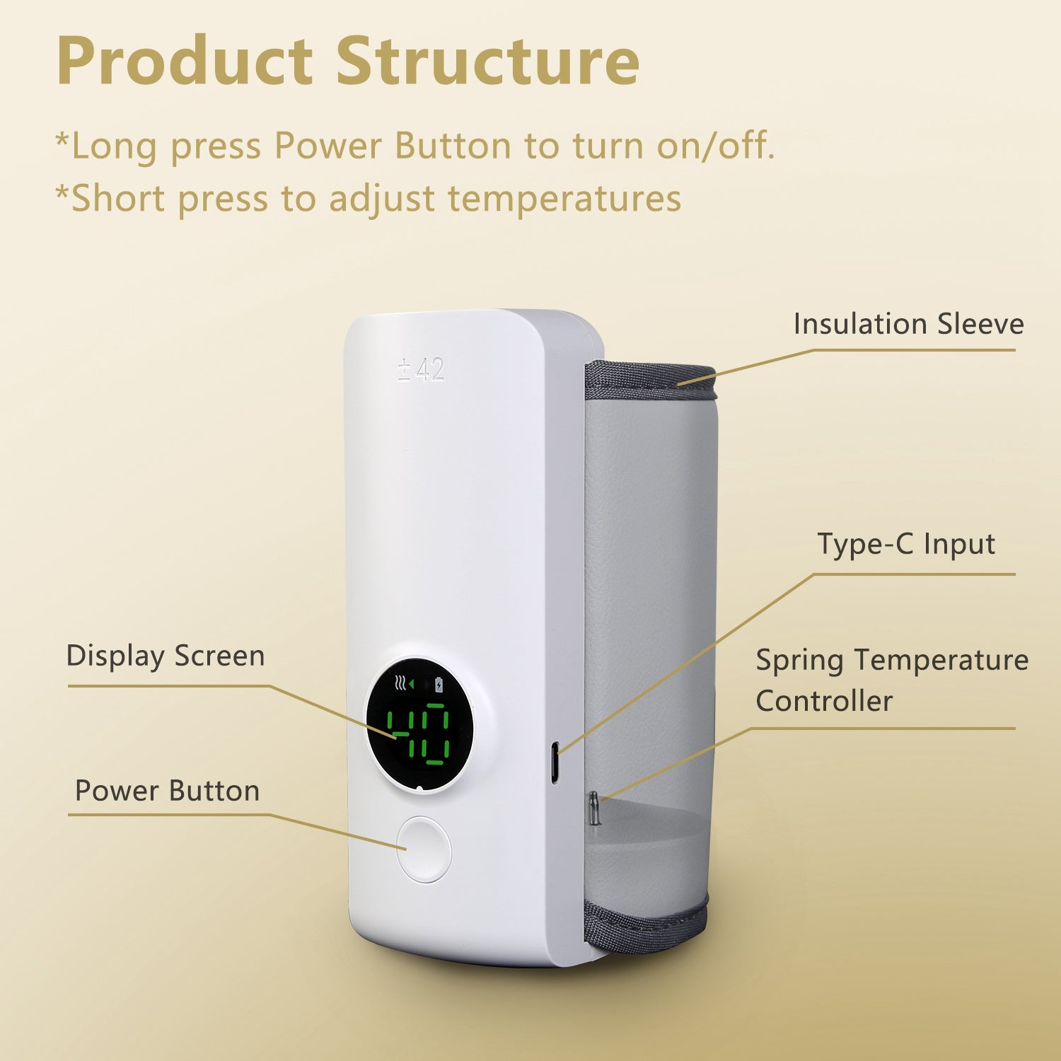 1Pc Portable Bottle Warmer Baby Milk Warmer Milk Formula Warmer for Travel with 6 Heating Levels USB Rechargeable Keep Milk Warm for 5 Hours No Bottle Included