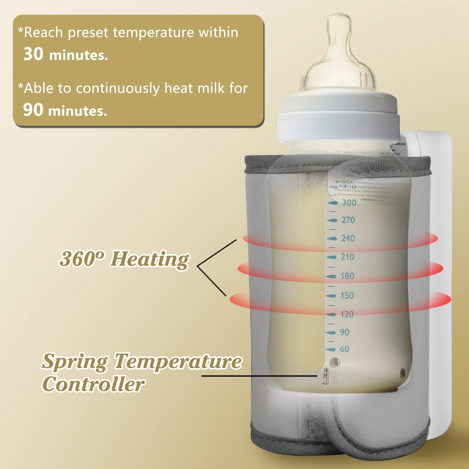 1Pc Portable Bottle Warmer Baby Milk Warmer Milk Formula Warmer for Travel with 6 Heating Levels USB Rechargeable Keep Milk Warm for 5 Hours No Bottle Included